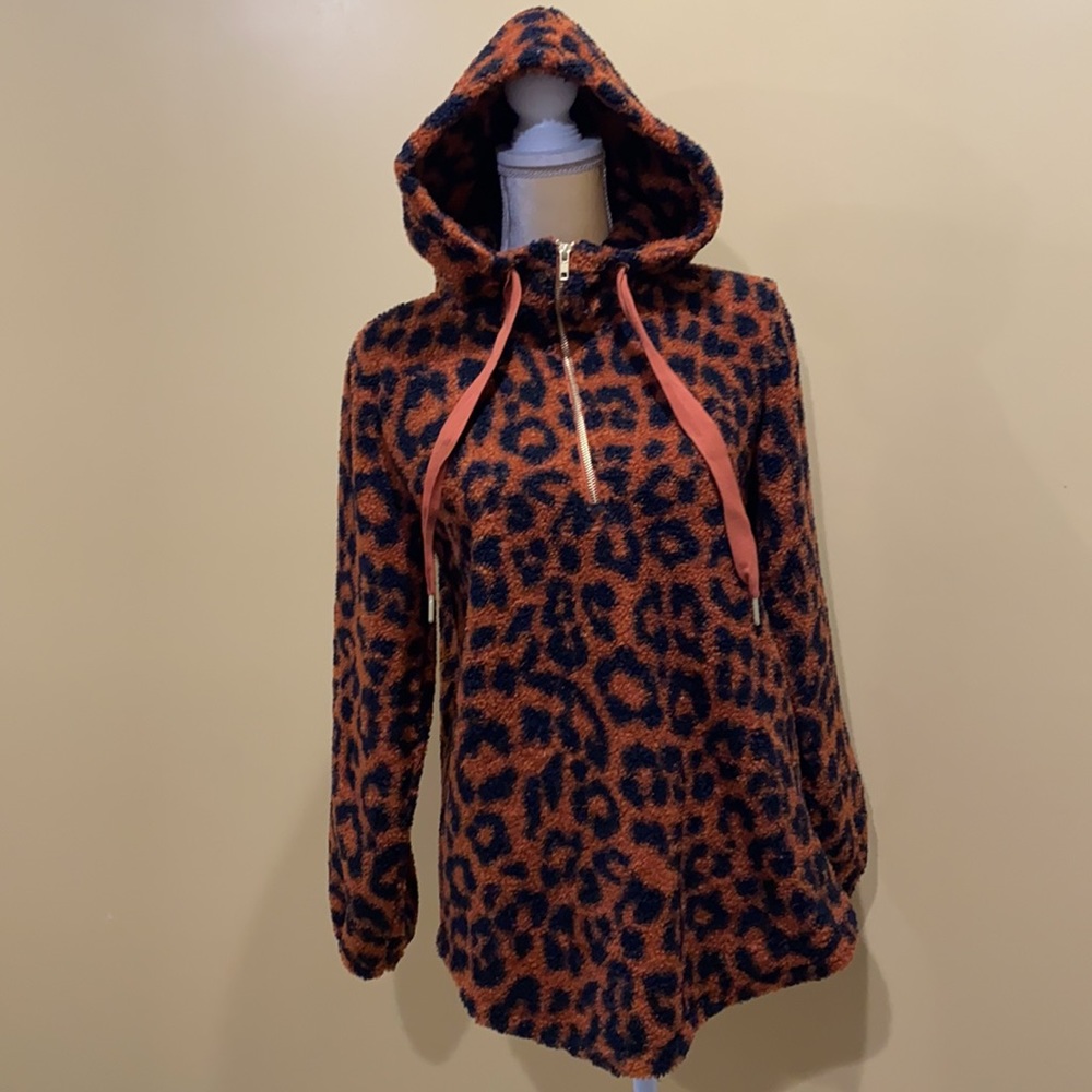 LOFT Leopard Print Sherpa Hoodie - Picture 4 of 11